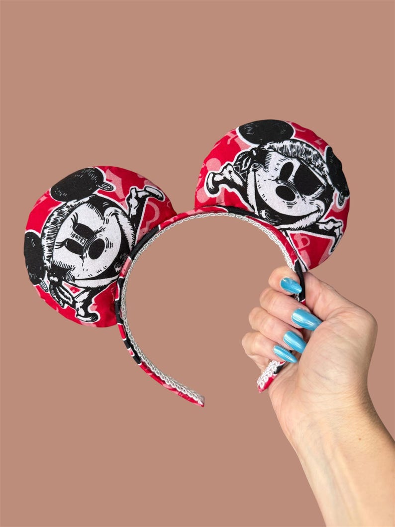 Commande personnalisée : Envoyez votre propre bandana « Soirée pirate » pour la croisière Mickey et Minnie avec oreilles de Minnie - Vous fournissez le bandana No bow
