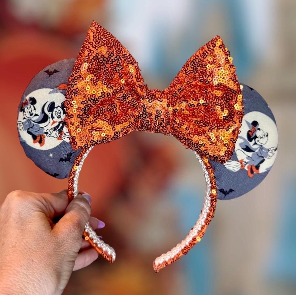 Halloween Witch Minnie Ears, Halloween Minnie Ears, Halloween Ears, Orange Sequin Mouse Ears