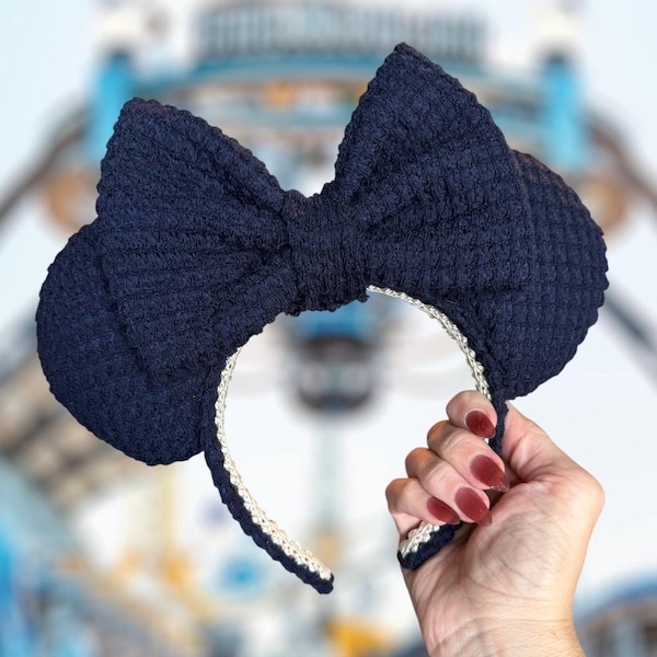 Diadema de punto azul marino con orejas de Minnie