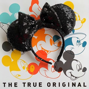 Black Sequin Mickey Ears, All Black Ears, Sequin Ears, Sparkly Ears, Princess Ears, Villain Ears, Women's Mickey Ears, Minnie Ears, Gift