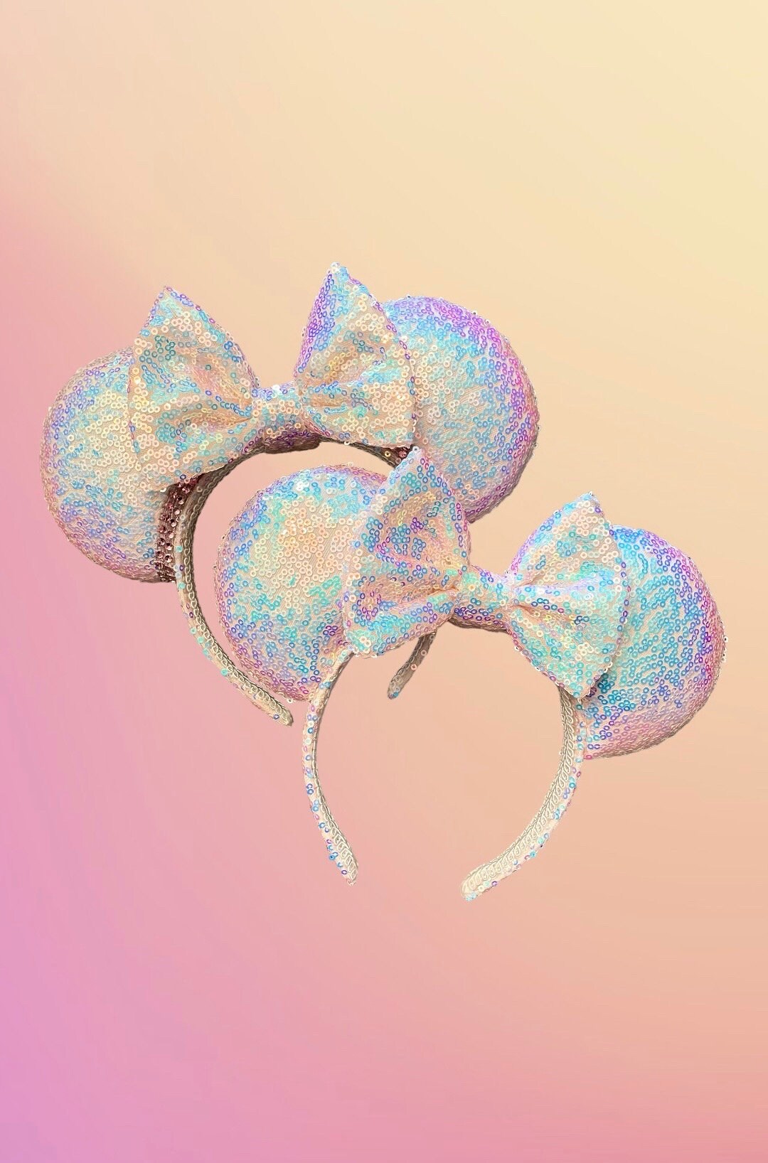 Cotton Candy Iridescent Sequin Ears, White, Pink, Blue  display picture 2