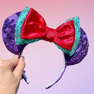 Mermaid Princess Couture Mouse Ears, Purple Ears, Lace Ears, Flower and Garden Ears, Fancy Ears, Red Ears, Teal Ears, Floral Ears No Fork