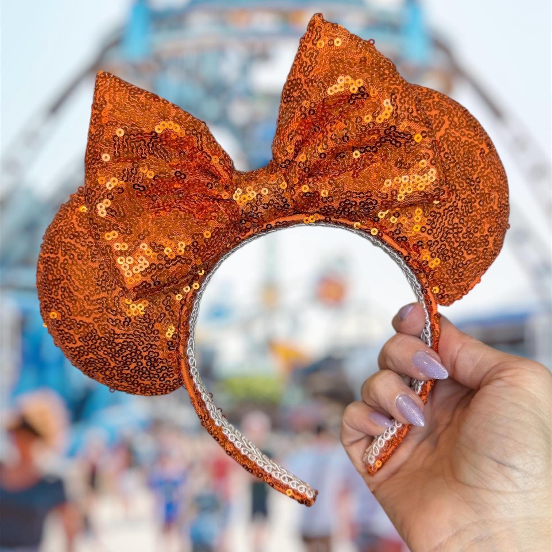 Disney Inspired Orange Daisy Rhinestone Minnie Ears Adult Headband Sparkle Burgundy Minnie Mouse Headband - Etsy main image 2