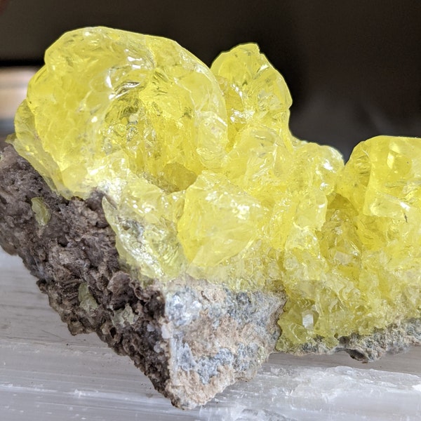 Sulfur Crystal Cluster, Bright Yellow Crystalline Structure! Rough & Natural Sulphur Crystal - Nice Quality, Super Cool!