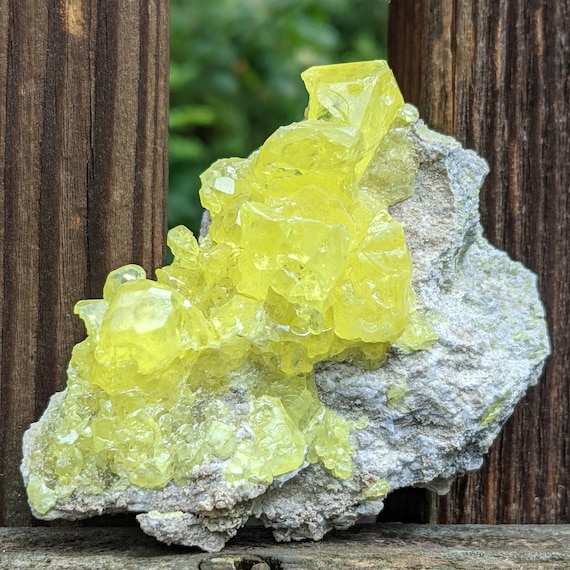 Sulfur Crystal Cluster Bright Yellow Crystalline Structure Etsy