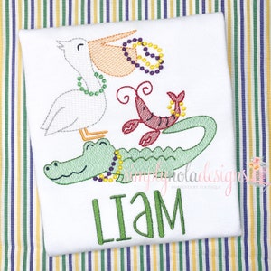 Mardi Gras Parade Animals Embroidery Shirt | Louisiana Mardi Gras Shirt | Parade Animals Mardi Gras Shirt | Personalized Mardi Gras Shirt