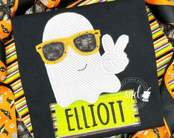 Personalized Ghost Applique Halloween Shirt