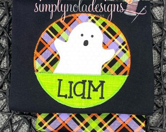 Personalized Boy Ghost Applique Halloween Shirt