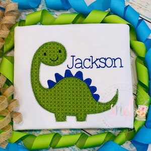 Boys Dinosaur Shirt | Applique Dinosaur Shirt | Personalized Dino Shirt for Boys | Dinosaur Birthday Theme Shirt | Dino Shirt