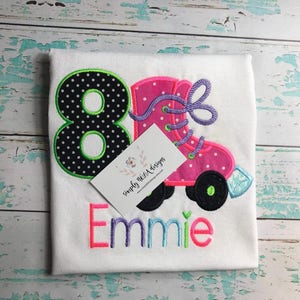 Skate Birthday Shirt for Girls - 8th Birthday Party Theme Roller Skating Party Shirt