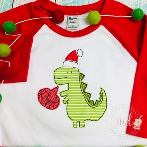 Boys Personalized Christmas Dinosaur Shirt | Dinosaur Christmas Shirt | Boys Rawr Dinosaur Shirt | Custom Dinosaur Christmas Applique Shirt