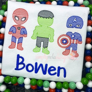 Boys Superhero Trio Birthday Shirt - Vintage Stitch Superhero Tee