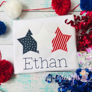 4th of July Stars Applique Shirt | Boys Patriotic Shirt | American Shirt for Boys | Fourth of July Applique Shirt | Personalized 4th of July
