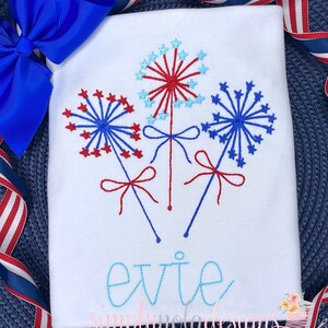 Girls 4th of July Patriotic Sparkles Shirt | Sparklers Shirt for 4th of July | Personalized 4th of July Shirt for Girls | Fourth of July
