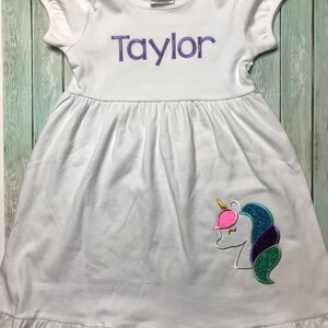 Unicorn Birthday Dress and Shirt Set with Custom Embroidery - Perfect for Unicorn Themed Parties