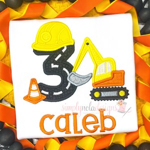 Construction Birthday Shirt  Party Set for Boys  Applique  Matching Siblings  Construction Theme