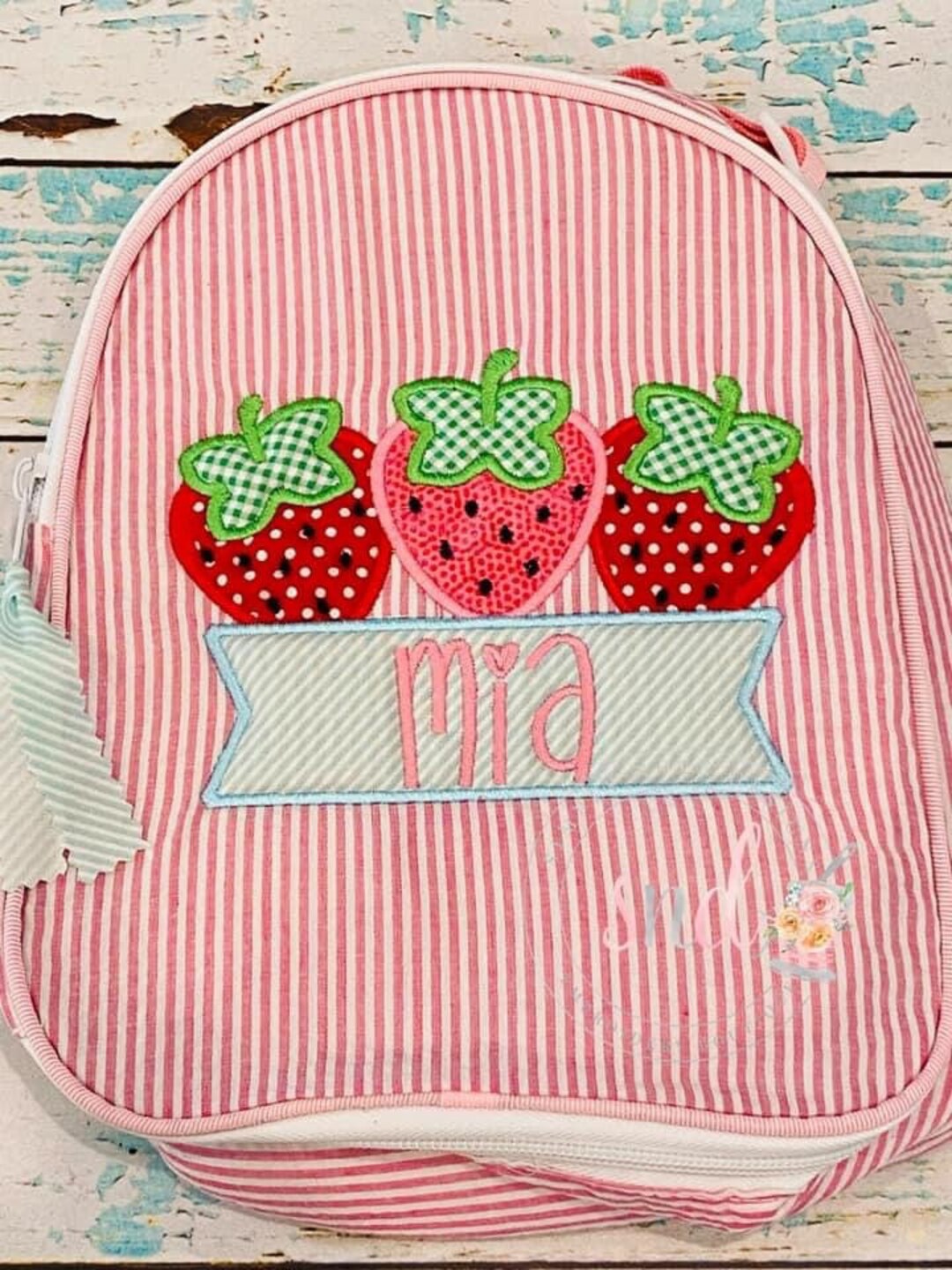 Personalized Lunch Bag Kids, Seersucker Lunch Tote for Boys, Monogram Lunch Box for Kids, First
