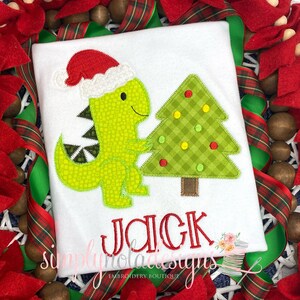 Boys Personalized Christmas Dinosaur Shirt | Dinosaur Christmas Shirt | Boys Rawr Dinosaur Shirt | Custom Dinosaur Christmas Applique Shirt