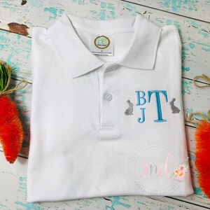 Monogrammed Easter Polo | Initials with Bunny Monogram Shirt | Monogrammed Polo | Personalized Polo | Boys Polo Monogrammed Shirt | Easter