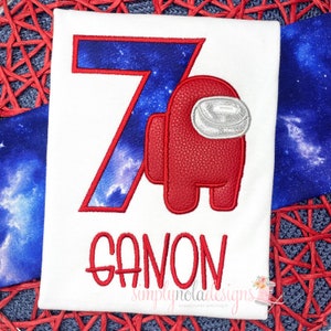 Among Us Birthday Shirt | Alien Character Birthday Shirt | Galaxy Birthday Shirt | Toddler Among Us Birthday Applique Shirt | Alien Theme