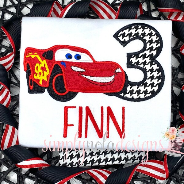 Applique Race Car Etsy