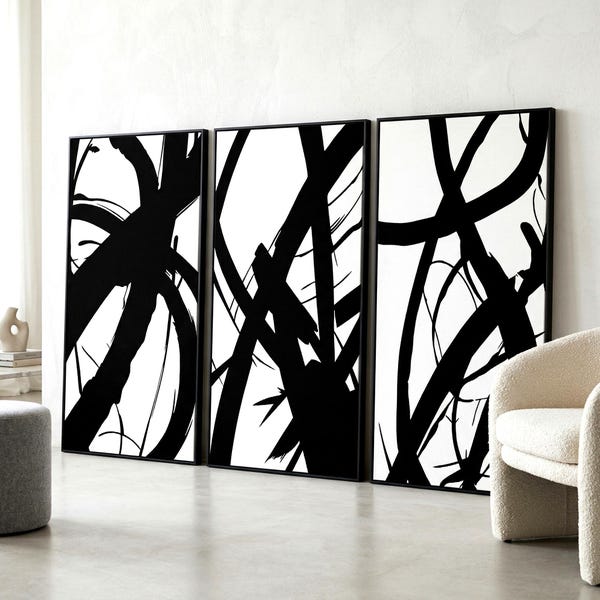 Black and White Minimalist Wall Art - Etsy