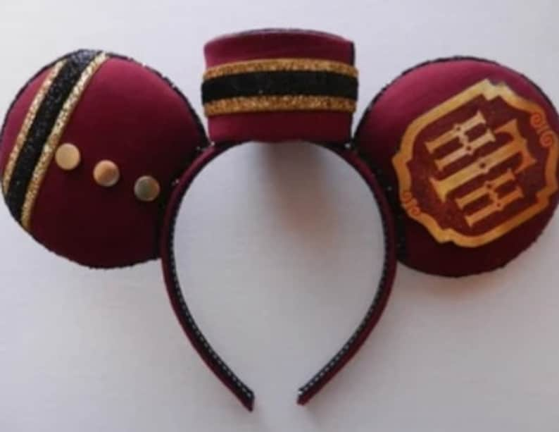 Hollywood Tower Hotel Tower of Terror Mouse Ears Available with Bell Hop Hat or Gold Sequin Bow Non-Glitter