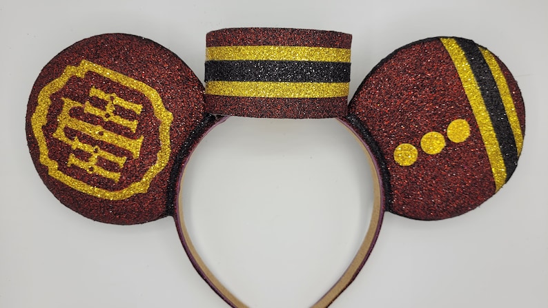 Hollywood Tower Hotel Tower of Terror Mouse Ears Available with Bell Hop Hat or Gold Sequin Bow With Hat