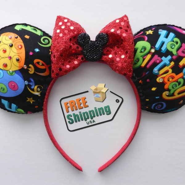 Happy Birthday Disney Inspired Mouse Ears The Original Hand Embelished With Rhinestones … Free Shipping !!!