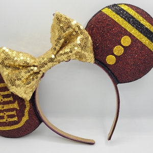 Hollywood Tower Hotel Tower of Terror Mouse Ears Available with Bell Hop Hat or Gold Sequin Bow With Gold Sequin Bow
