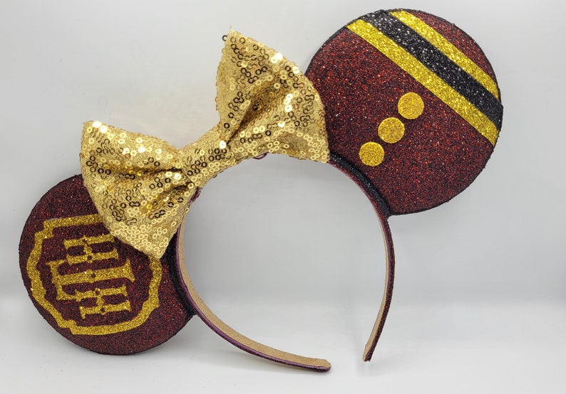 Hollywood Tower Hotel Tower of Terror Mouse Ears Available with Bell Hop Hat or Gold Sequin Bow With Gold Sequin Bow