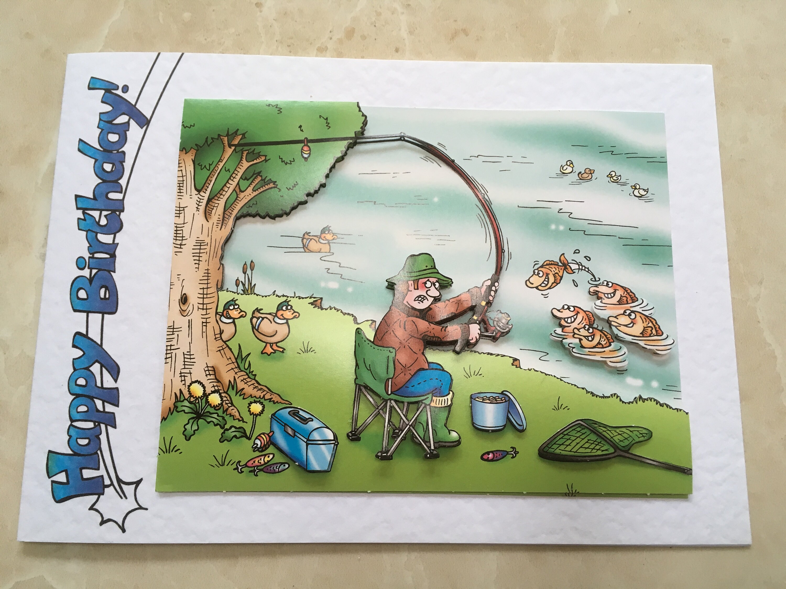 Carte Danniversaire Faite A La Main 3d Decoupage Pecheur Etsy Canada