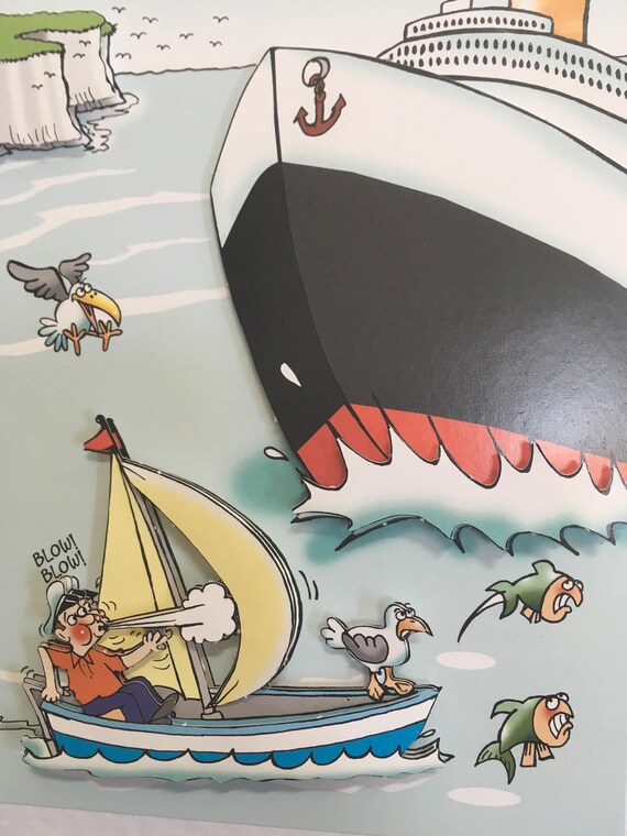 Maison Fetes Occasions Speciales Carte Anniversaire Fait Main 3d Decoupage Humoristique Masculin Bateau Marin Navire 7 X 5