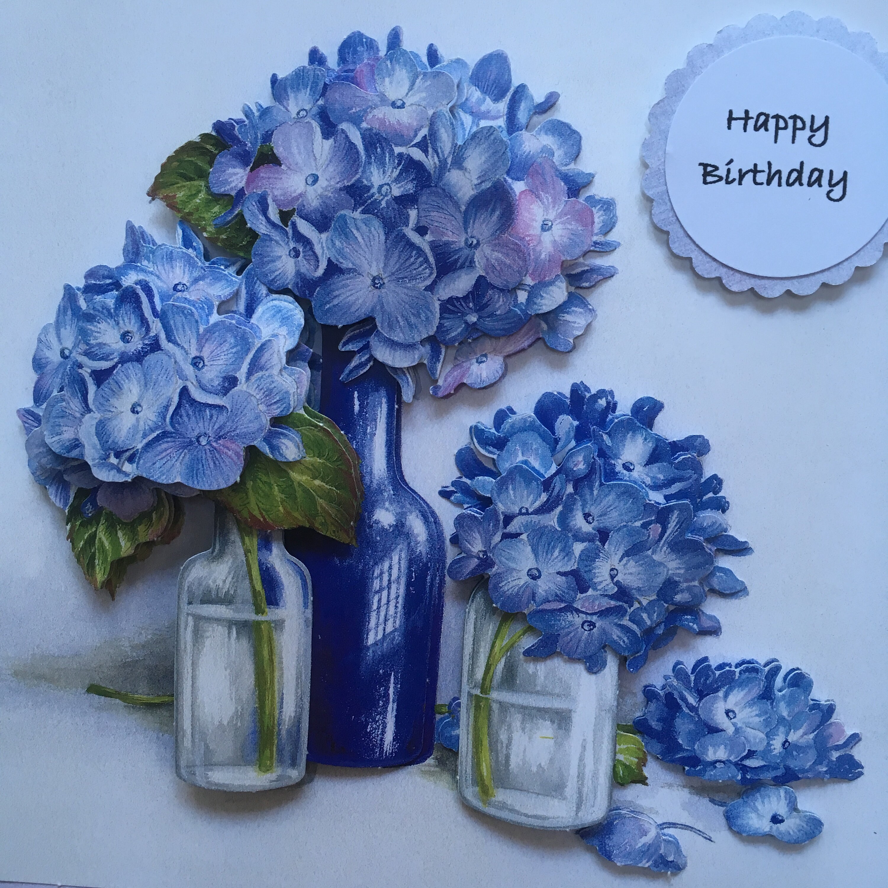 Handmade Happy Birthday Card 3D Decoupage Pretty Blue - Etsy