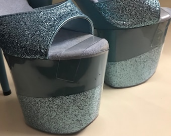 7” Pole dance shoe glitter protectors for open toe Pleasers 7&quot; Heel 2 3/4&quot; Platform