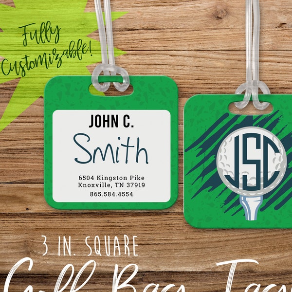 Monogram Golf Bag Tag// Luggage Tag// Golf Tag //Customized Bag Tag //Golf Gift Idea// Dad Gift// Fathers Day Gift // Gift Under 10