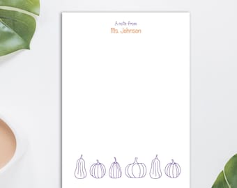 Purple Pumpkin Notepad | Gift for Teachers | Personalized Notepad | Halloween Notepad | Custom Fall Notepad | Lined or Unlined