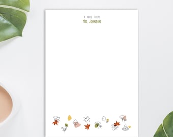 Modern Autumn Leaf Outline Notepad | Gift for Teachers | Personalized Notepad | Halloween Notepad | Custom Fall Notepad | Lined or Unlined