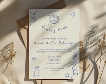 Mamma Mia Digital Download Bachelorette Party Invitation | Bridal Shower Invitation | Dancing Queen Invitation | Editable in Canva