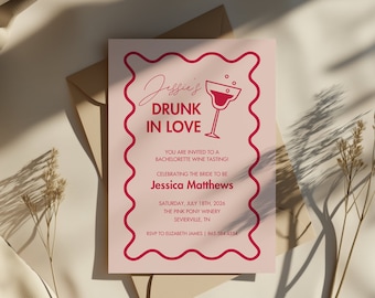 Drunk in Love Digital Download Bachelorette Party Invitation | Bridal Shower Invitation | Pink Party Invitation | Editable through Canva