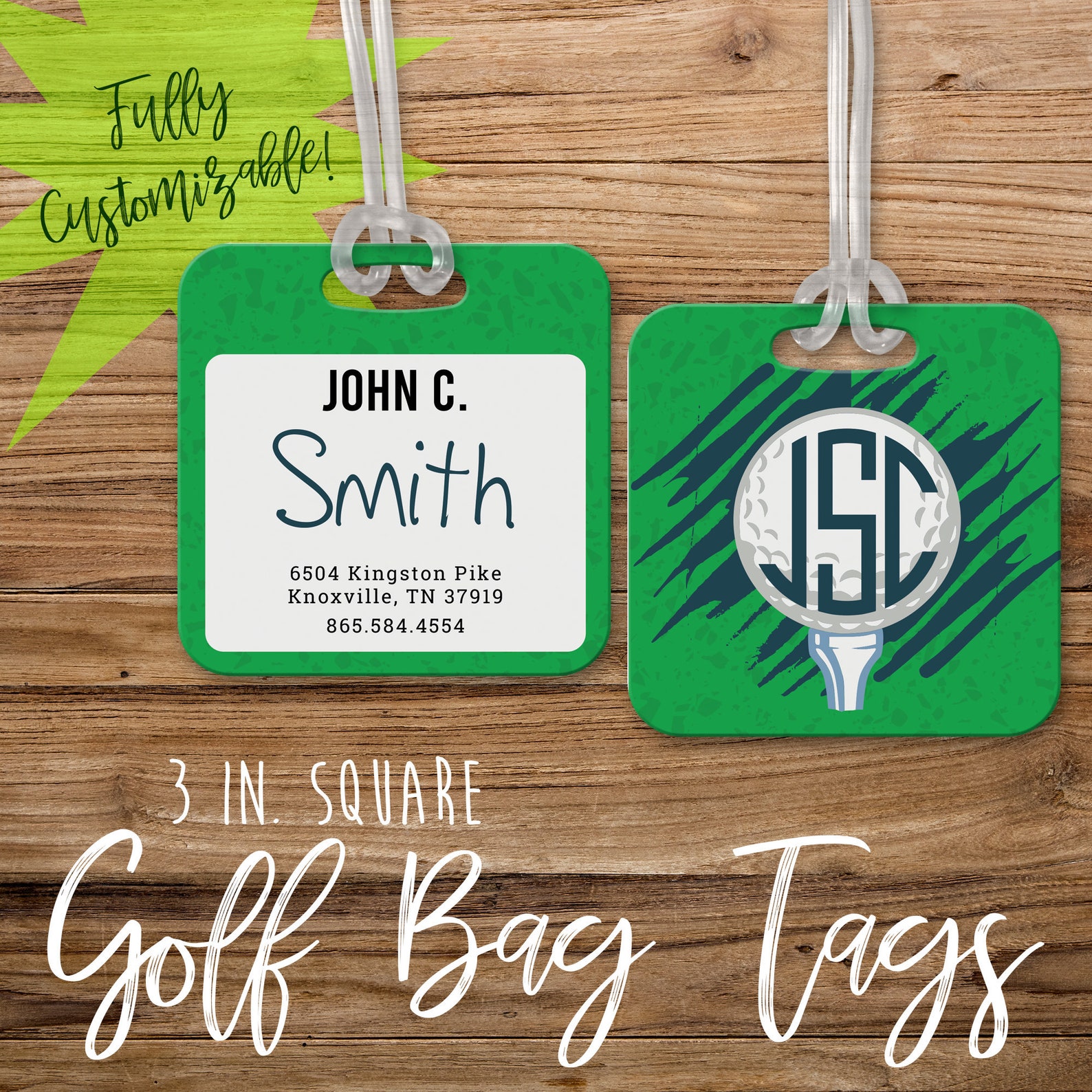 Monogram Golf Bag Tag// Luggage Tag// Golf Tag //customized Etsy