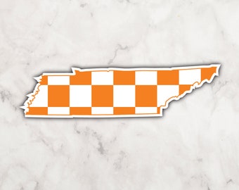 Checkerboard Tennessee State Sticker | UT Vols Sticker | Orange and White Sticker | Go Vols | University of Tennessee | TN