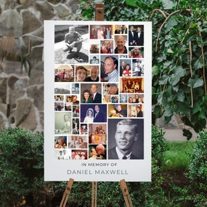 DIGITAL DOWNLOAD 24x36 Memorial Poster: Celebration of Life Photo Collage TEMPLATE - Funeral Signage Tribute Editable through Canva
