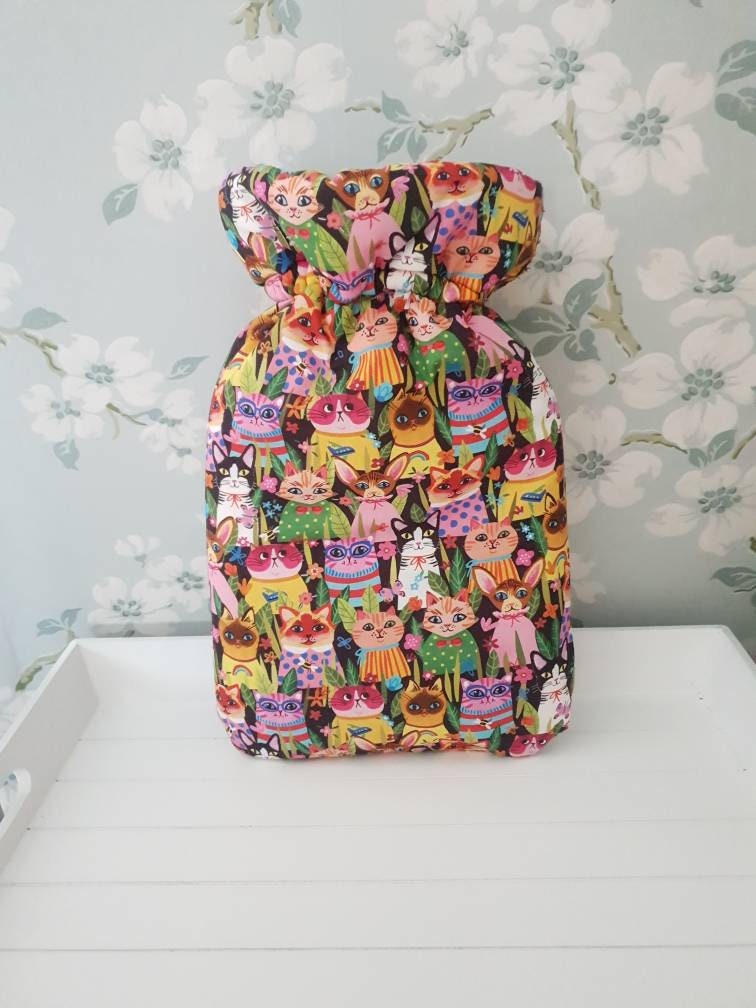 Cat Hot Water Bottle Cover with or Without Bottlepuddy Cats Etsy UK