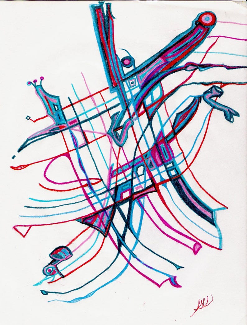Original Abstract Colored Pencil Drawing. - Etsy