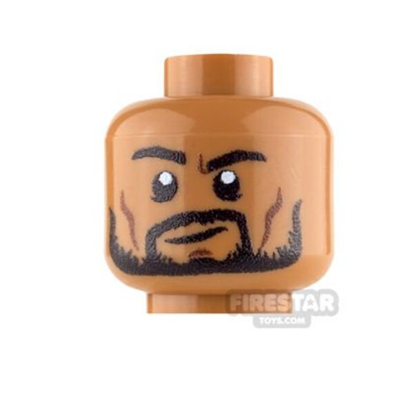LEGO LOT OF 20 NEW MINIFIGURE HEADS WITH BROWN MUSTACHE GOATEE SMILE