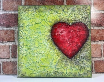 Beating heart hand painted with pastels on a 12x12" canvas. Perfect as a gift or to keep for yourself.