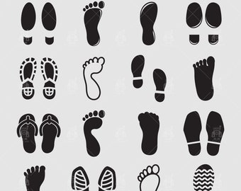 Foot step svg, footprints svg, shoeprint icons, barefoot svg,  human footprints icons clip arts set Vector File svg, eps, ai, pdf, png