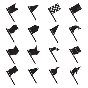 Flaggen-Symbole / Flaggenmast / wehender Wimpel / Banner / Rennflagge / Start Flagge ClipArts Vektor-Datei svg, eps, ai, dxf, pdf, png