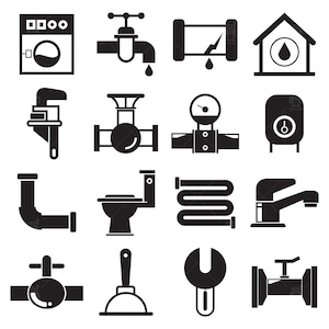 Plumbing service svg / plumbing icons/ faucet/ plumbing clip arts set Vector Digital File svg, eps, ai, dxf, pdf, png